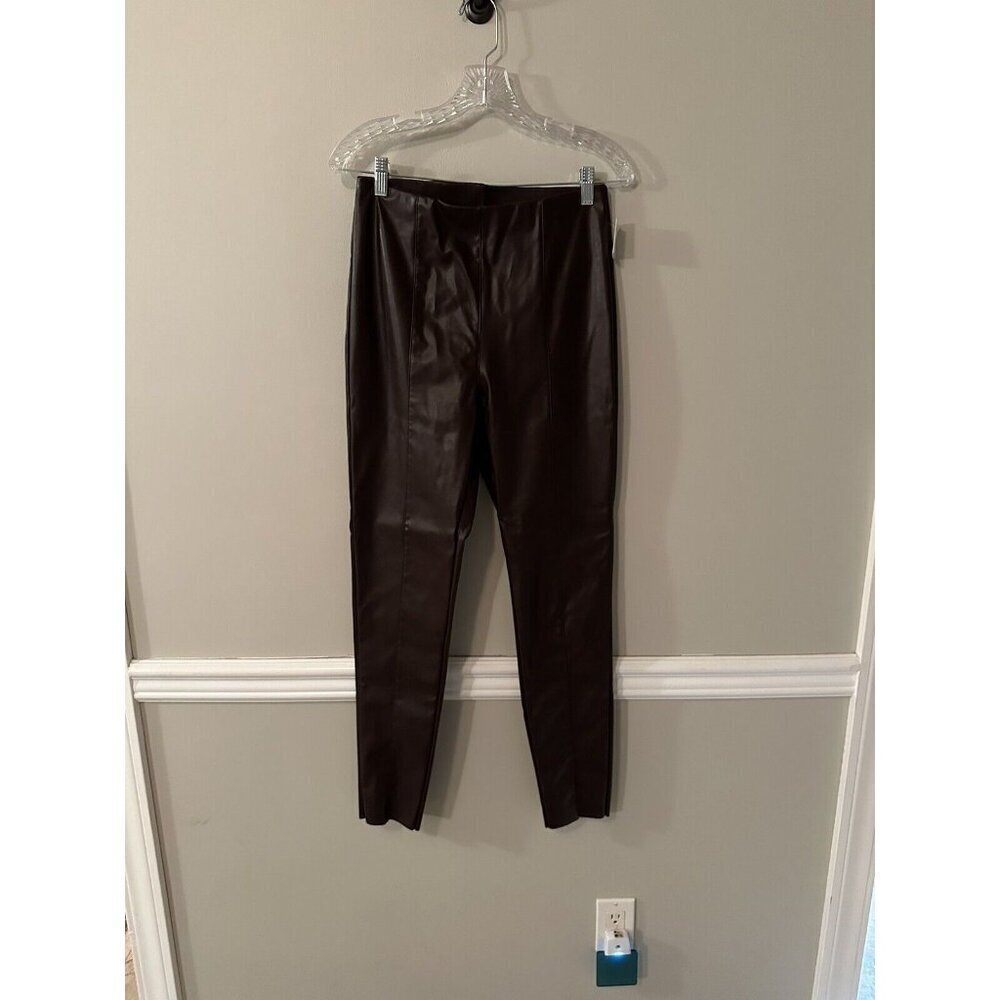 H&M Faux Leather Skinny Pants Lined Womens Size 8 Black 100% STRETCH Polyester